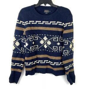 Pendleton Women’s Westerly Crewneck Navy/Brown Sweater Size Small